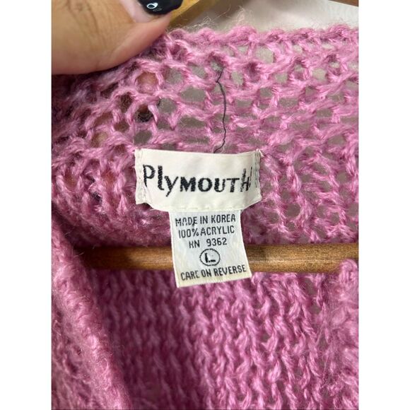 Vintage Plymouth Knit Pink‎ Open Weave Sweater Vest Women’s L Made in Korea - Picture 5 of 11